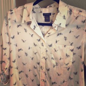 Pink collared butterfly blouse